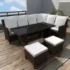 vidaXL 4 Piece Garden Lounge Set with Cushions Poly Rattan Brown