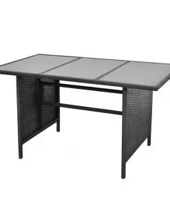 vidaXL 4 Piece Garden Lounge Set with Cushions Poly Rattan Black
