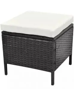 vidaXL 4 Piece Garden Lounge Set with Cushions Poly Rattan Black