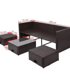 vidaXL 4 Piece Garden Lounge Set with Cushions Poly Rattan Brown