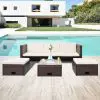 vidaXL 4 Piece Garden Lounge Set with Cushions Poly Rattan Brown