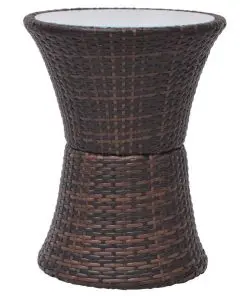 vidaXL 3 Piece Bistro Set with Cushions Poly Rattan Brown