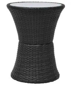 vidaXL 3 Piece Bistro Set with Cushions Poly Rattan Black