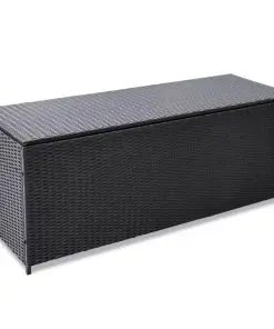 vidaXL Garden Storage Box Black 150x50x60 cm Poly Rattan