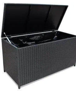 vidaXL Garden Storage Box Black 150x50x60 cm Poly Rattan