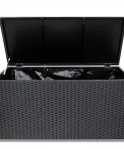 vidaXL Garden Storage Box Black 150x50x60 cm Poly Rattan