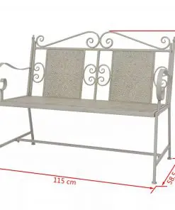 vidaXL Garden Bench 115 cm Steel Grey