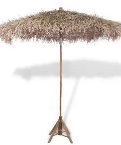 vidaXL Bamboo Parasol with Banana Leaf Roof 210 cm