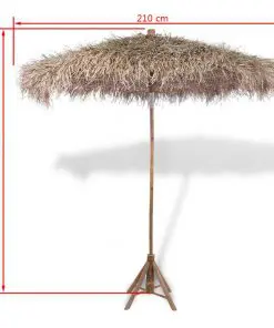 vidaXL Bamboo Parasol with Banana Leaf Roof 210 cm