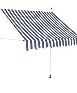 vidaXL Manual Retractable Awning 200 cm Blue and White Stripes