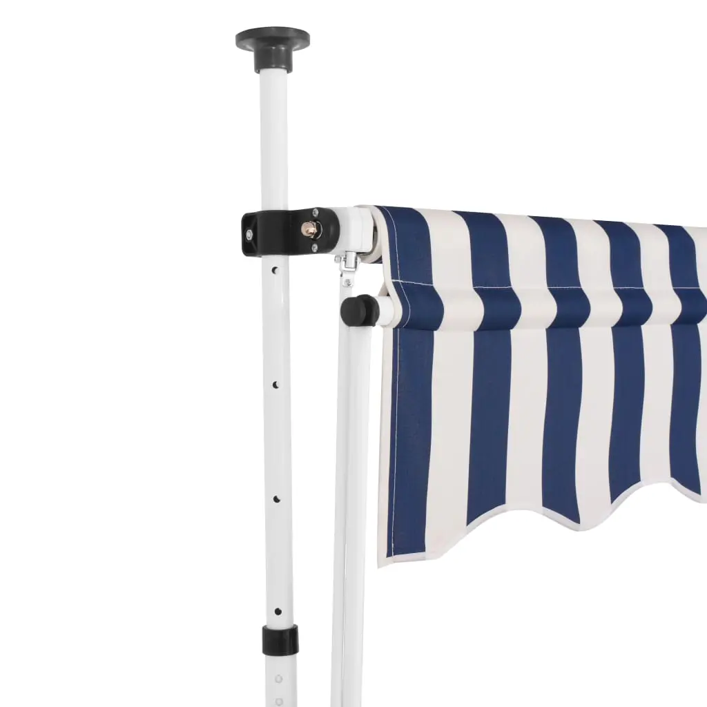 vidaXL Manual Retractable Awning 200 cm Blue and White Stripes