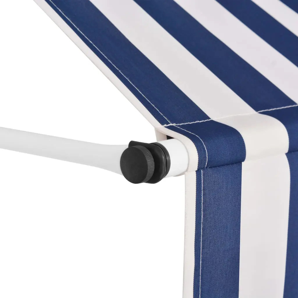 vidaXL Manual Retractable Awning 200 cm Blue and White Stripes