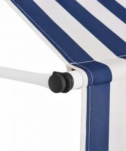 vidaXL Manual Retractable Awning 250 cm Blue and White Stripes