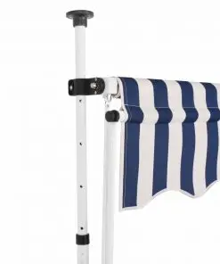 vidaXL Manual Retractable Awning 350 cm Blue and White Stripes