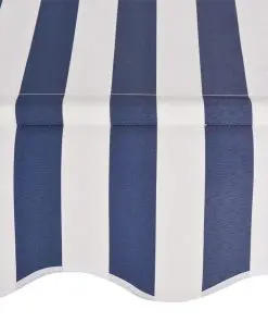 vidaXL Manual Retractable Awning 350 cm Blue and White Stripes