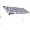 vidaXL Manual Retractable Awning 400 cm Blue and White Stripes vidaXL Manual Retractable Awning 400 cm Blue and White Stripes