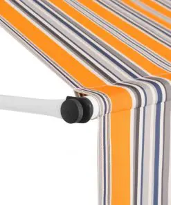 vidaXL Manual Retractable Awning 200 cm Yellow and Blue Stripes