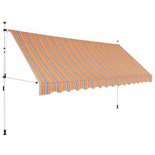 vidaXL Manual Retractable Awning 400 cm Yellow and Blue Stripes