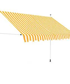 vidaXL Manual Retractable Awning 250 cm Yellow and White Stripes