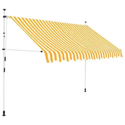 vidaXL Manual Retractable Awning 250 cm Yellow and White Stripes