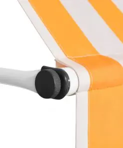 vidaXL Manual Retractable Awning 350 cm Yellow and White Stripes
