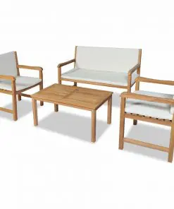vidaXL 4 Piece Garden Lounge Set with Cushions Solid Teak Wood