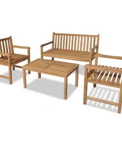 vidaXL 4 Piece Garden Lounge Set with Cushions Solid Teak Wood