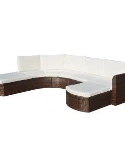 vidaXL 4 Piece Garden Lounge Set with Cushions Poly Rattan Brown