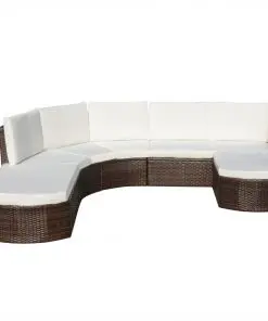 vidaXL 4 Piece Garden Lounge Set with Cushions Poly Rattan Brown