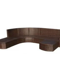 vidaXL 4 Piece Garden Lounge Set with Cushions Poly Rattan Brown