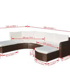 vidaXL 4 Piece Garden Lounge Set with Cushions Poly Rattan Brown