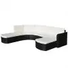 vidaXL 4 Piece Garden Lounge Set with Cushions Poly Rattan Black