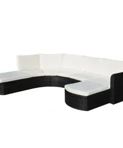 vidaXL 4 Piece Garden Lounge Set with Cushions Poly Rattan Black