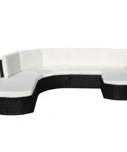 vidaXL 4 Piece Garden Lounge Set with Cushions Poly Rattan Black