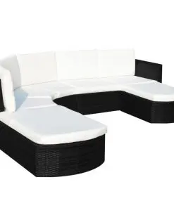 vidaXL 4 Piece Garden Lounge Set with Cushions Poly Rattan Black