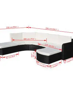 vidaXL 4 Piece Garden Lounge Set with Cushions Poly Rattan Black