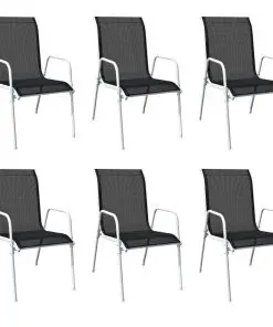 vidaXL 7 Piece Outdoor Dining Set Steel Black