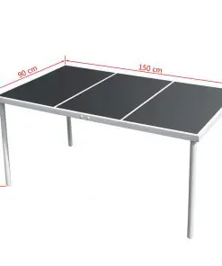 vidaXL 7 Piece Outdoor Dining Set Steel Black