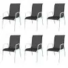 vidaXL Stackable Garden Chairs 6 pcs Steel and Textilene Black vidaXL Stackable Garden Chairs 6 pcs Steel and Textilene Black