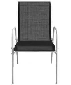 vidaXL Stackable Garden Chairs 6 pcs Steel and Textilene Black