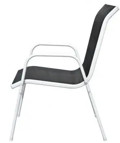 vidaXL Stackable Garden Chairs 6 pcs Steel and Textilene Black