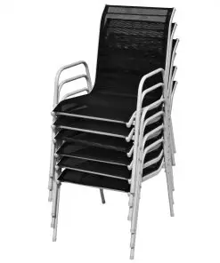 vidaXL Stackable Garden Chairs 6 pcs Steel and Textilene Black