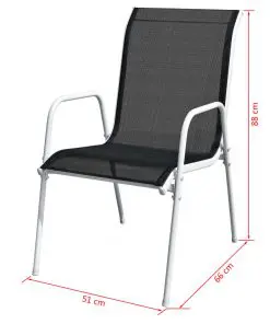 vidaXL Stackable Garden Chairs 6 pcs Steel and Textilene Black