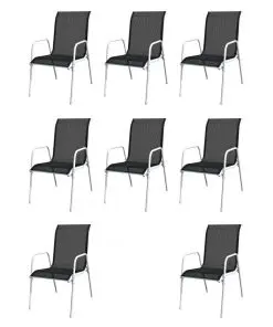 vidaXL 9 Piece Outdoor Dining Set Steel Black