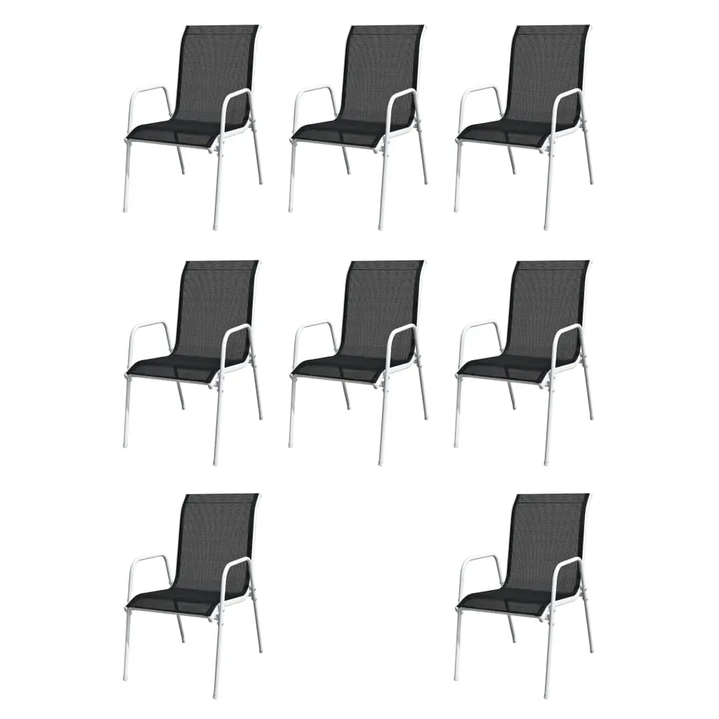 vidaXL 9 Piece Outdoor Dining Set Steel Black