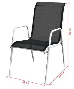 vidaXL 9 Piece Outdoor Dining Set Steel Black