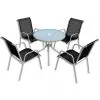 vidaXL 5 Piece Outdoor Dining Set Steel Black vidaXL 5 Piece Outdoor Dining Set Steel Black
