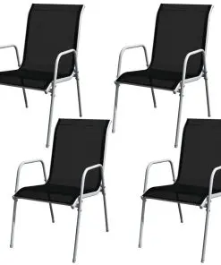 vidaXL 5 Piece Outdoor Dining Set Steel Black