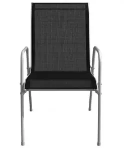 vidaXL 5 Piece Outdoor Dining Set Steel Black