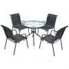 vidaXL 5 Piece Outdoor Dining Set Steel Black